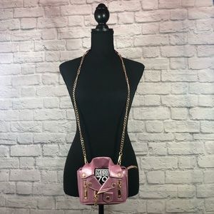 NWOT Patent Leather Pink Motorcycle Jacket Crossbo